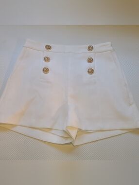 High Waisted White Sailor Shorts Med